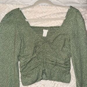 Green Floral Women's Top